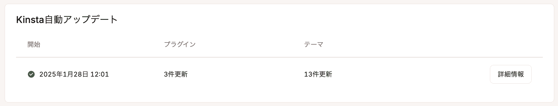 Kinsta自動アップデートの詳細