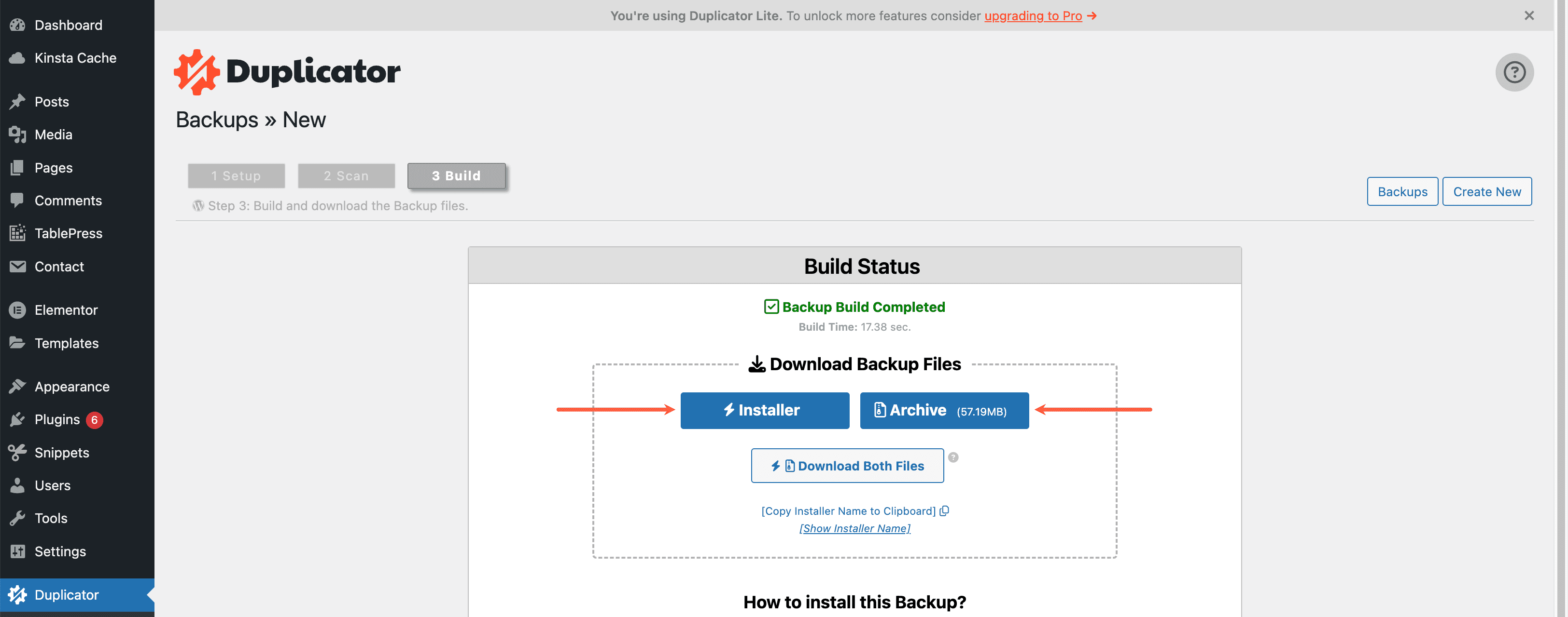 Scaricare i file di archivio e di installazione