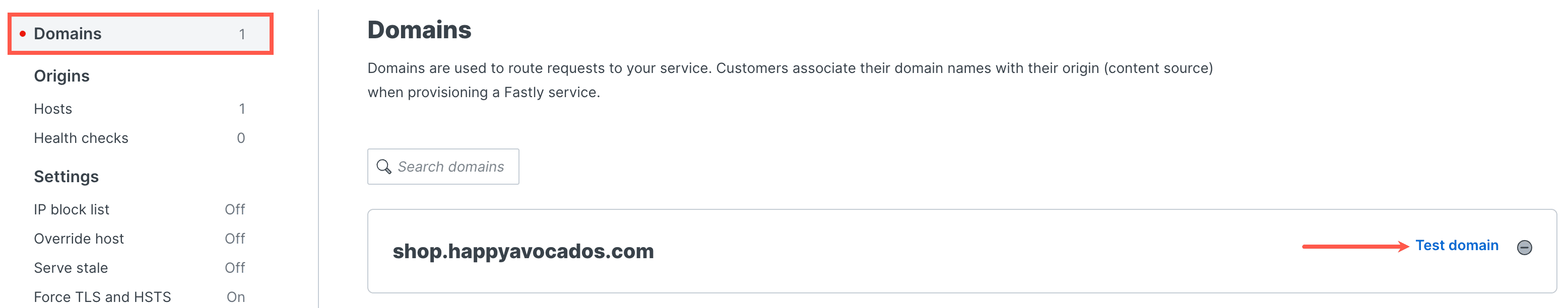 Ouverture de votre domaine de test Fastly.