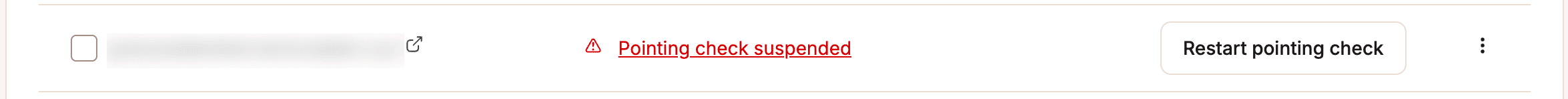 Verificação de apontamento suspensa no seu domínio.