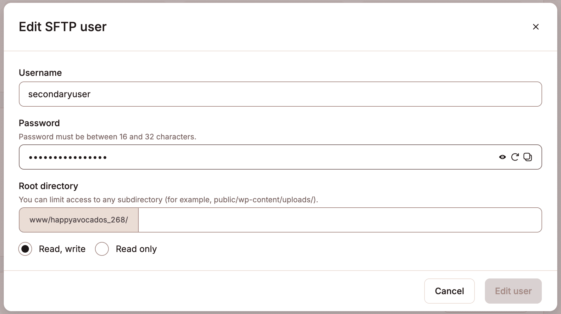 Edit an SFTP user.