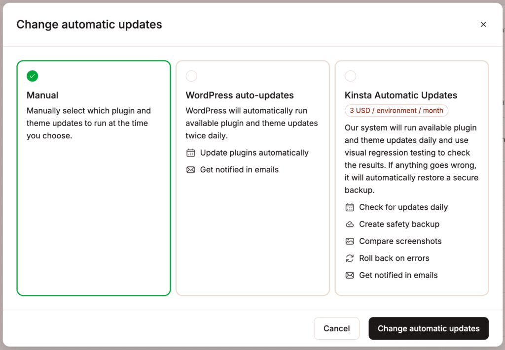Desactiva o cambia las actualizaciones automáticas de un único plugin o tema.