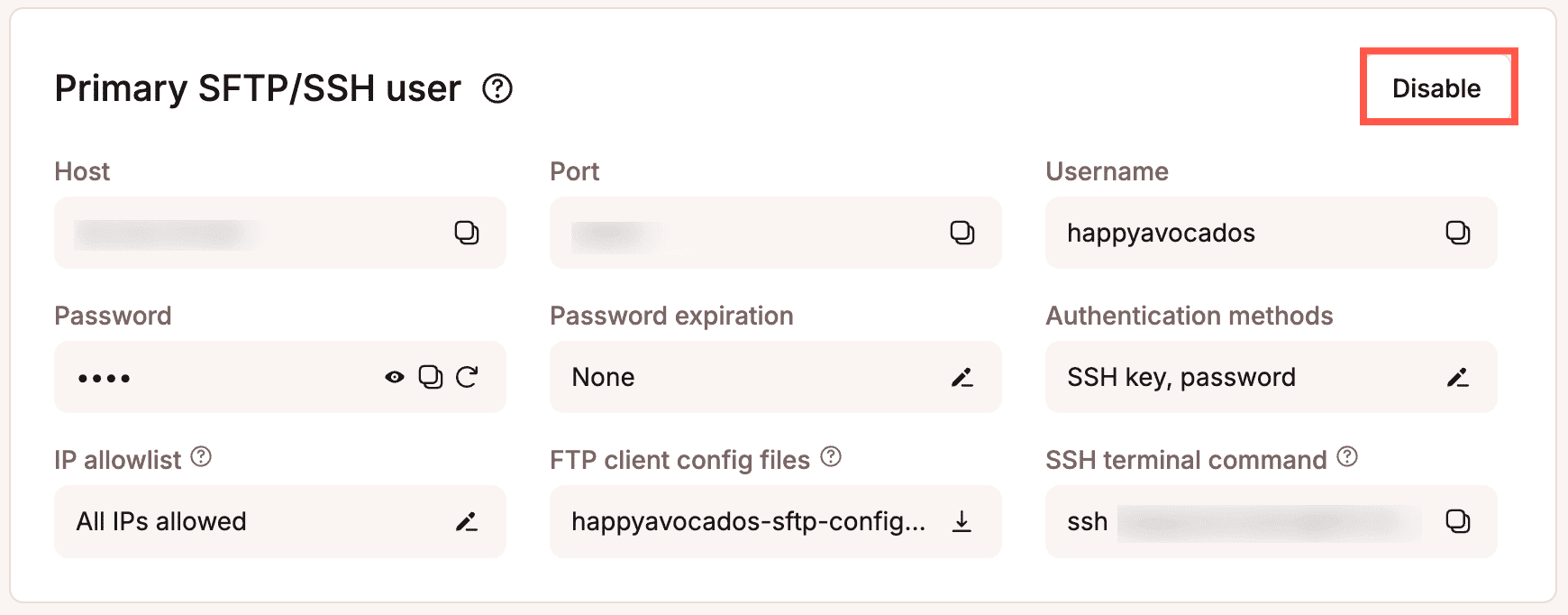 Disable primary SFTP/SSH user access.