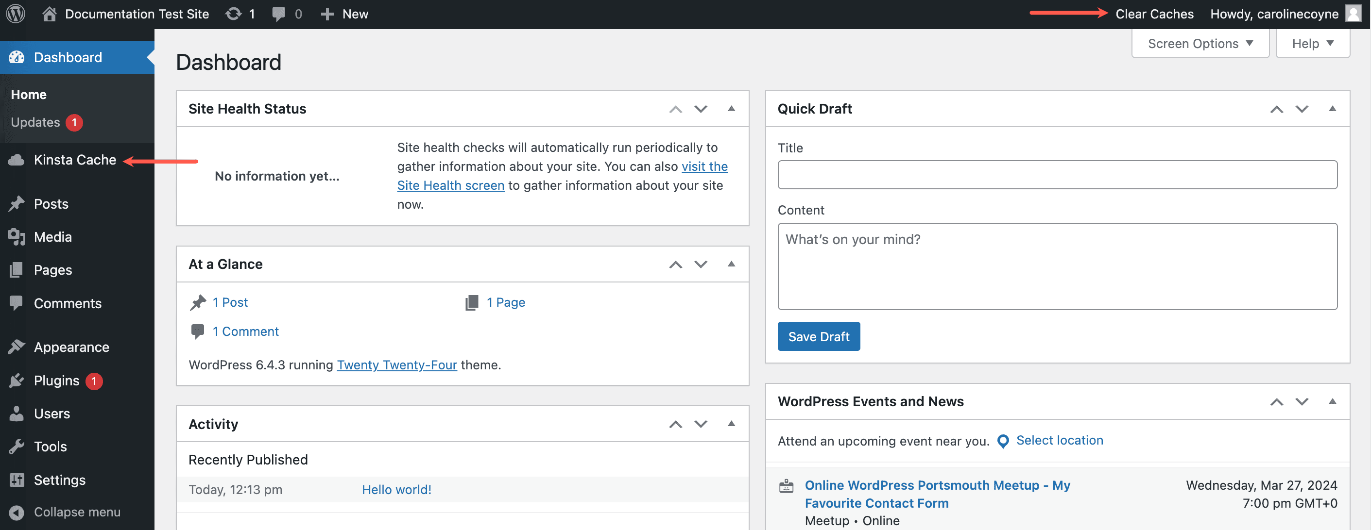 Cache wissen vanuit je WordPress dashboard met de Kinsta MU plugin.