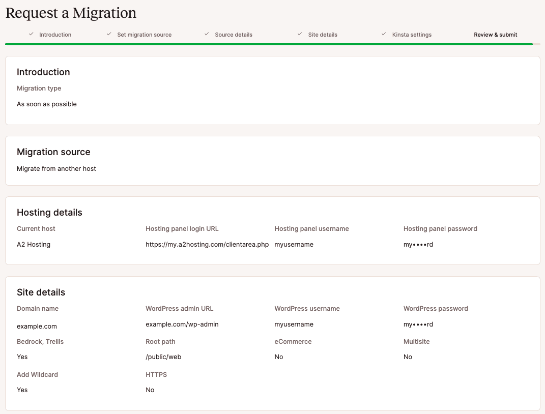 Revisa y envía tu migración desde otro alojamiento.