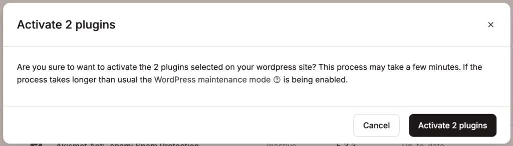 Activate your plugins for your WordPress site.