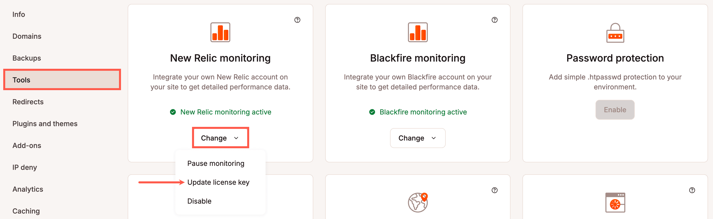 Atualizar sua chave de licença do New Relic.