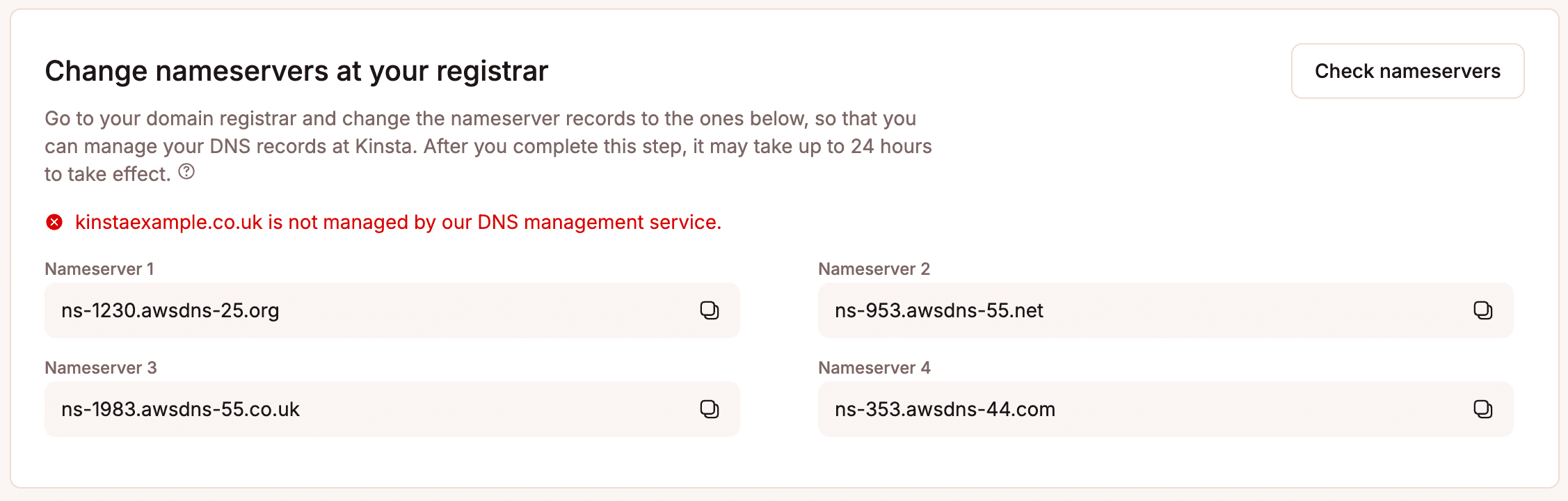 Nameserver in MyKinsta.