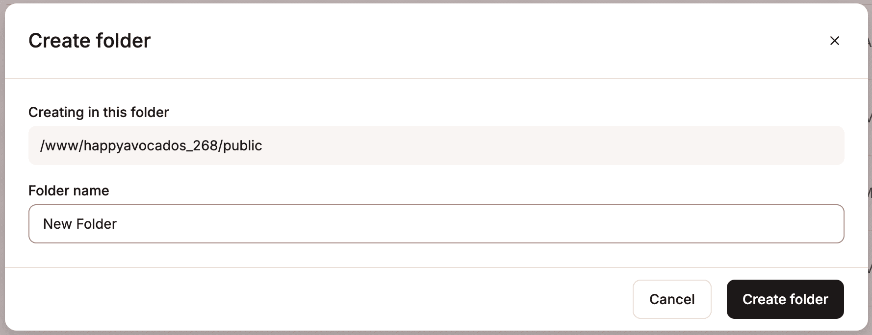 Add a folder name and click Create folder. 