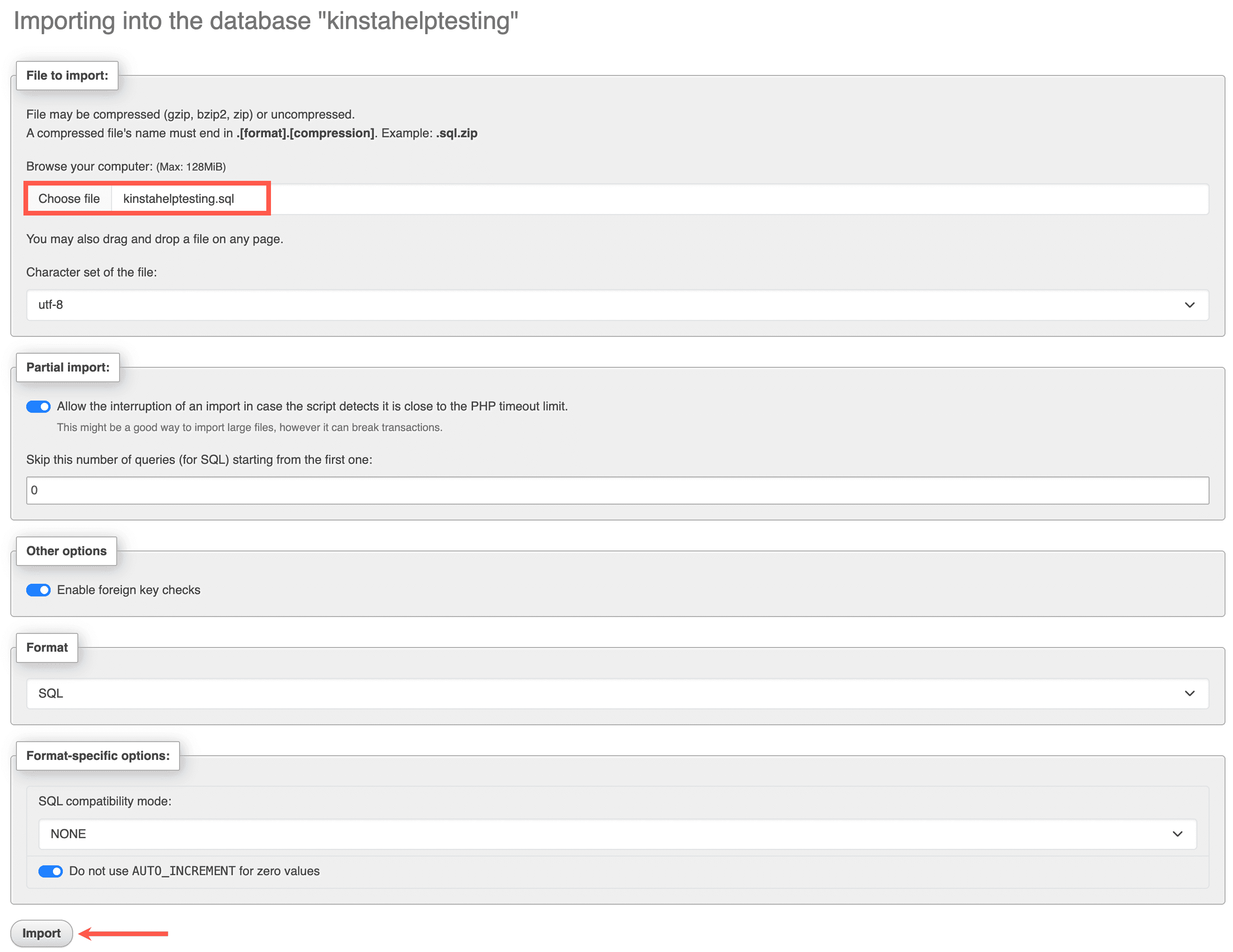 Import your database tables in phpMyAdmin.