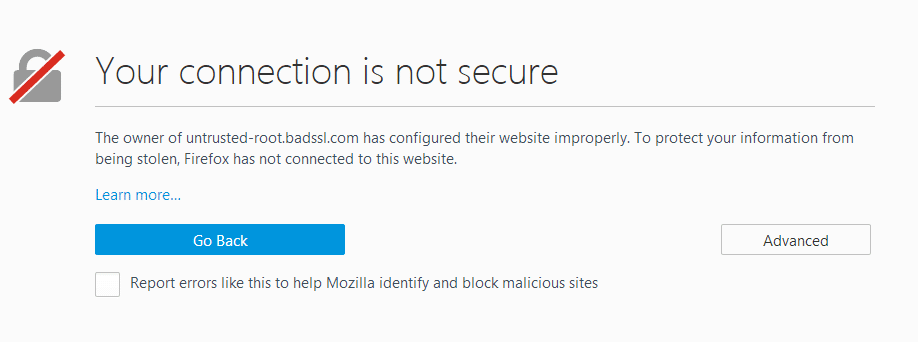 “Your connection is not secure
