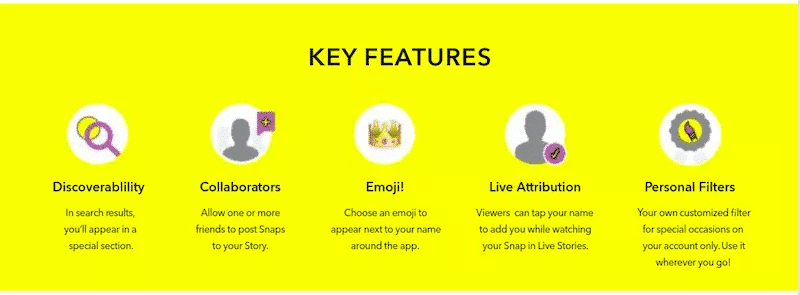 Snapchat Schlüsselfunktionen