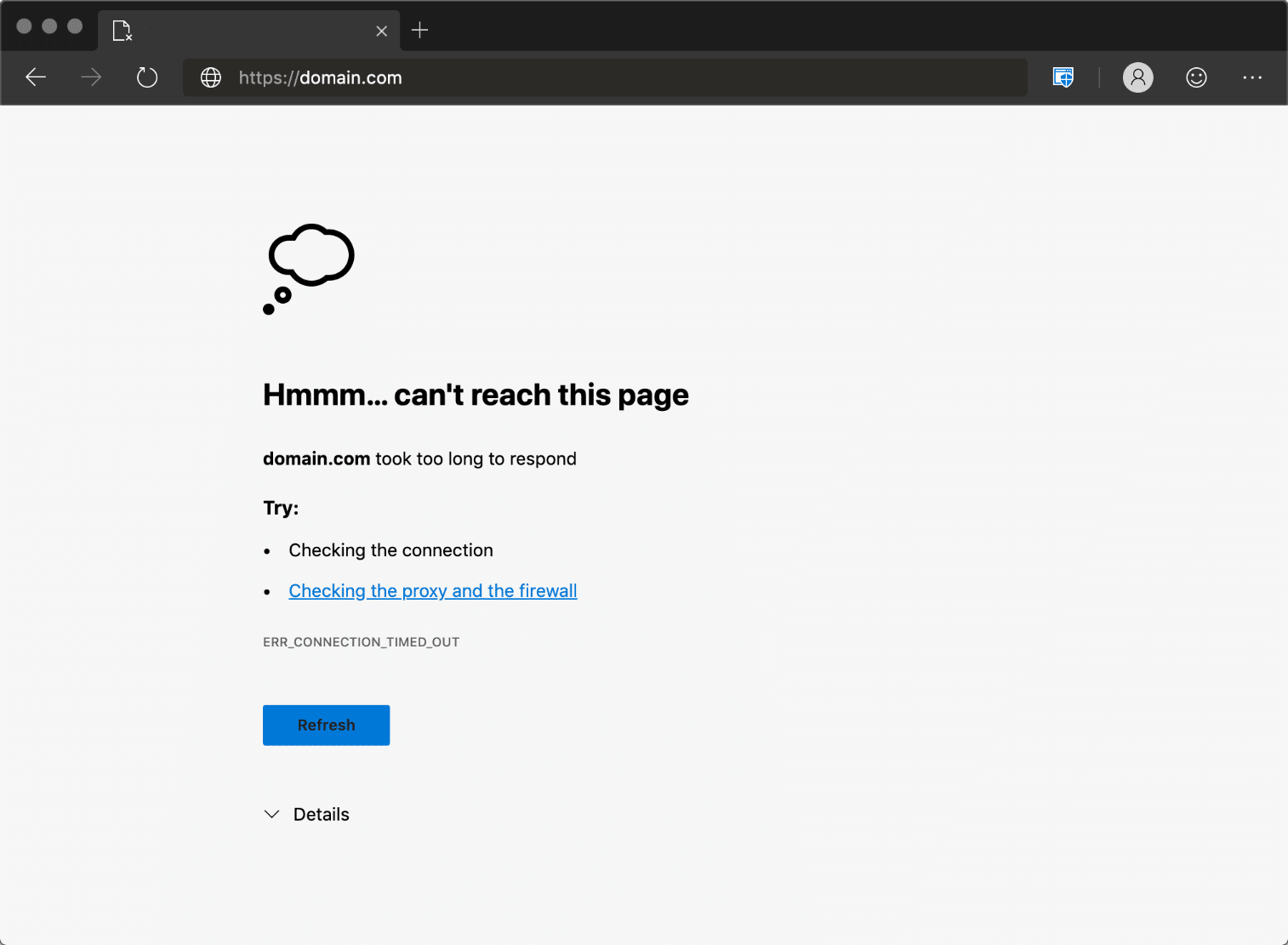ERR_CONNECTION_TIMED_OUT Error in Edge