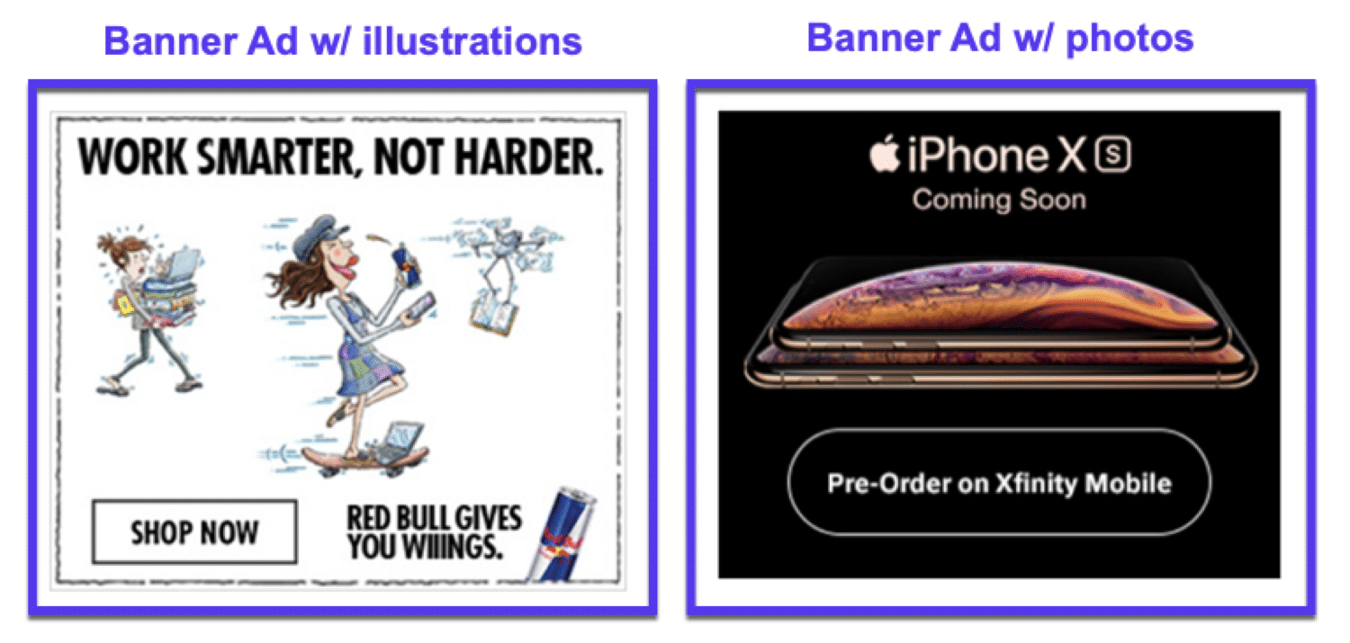 Illustrationen vs. Fotos Bannerwerbung