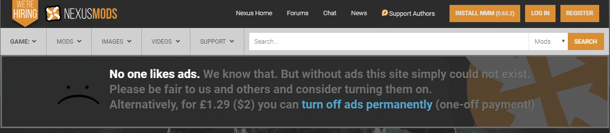 Bitte darum, Werbung abzuschalten