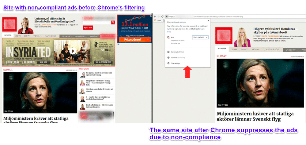 Chrome blockiert Werbung