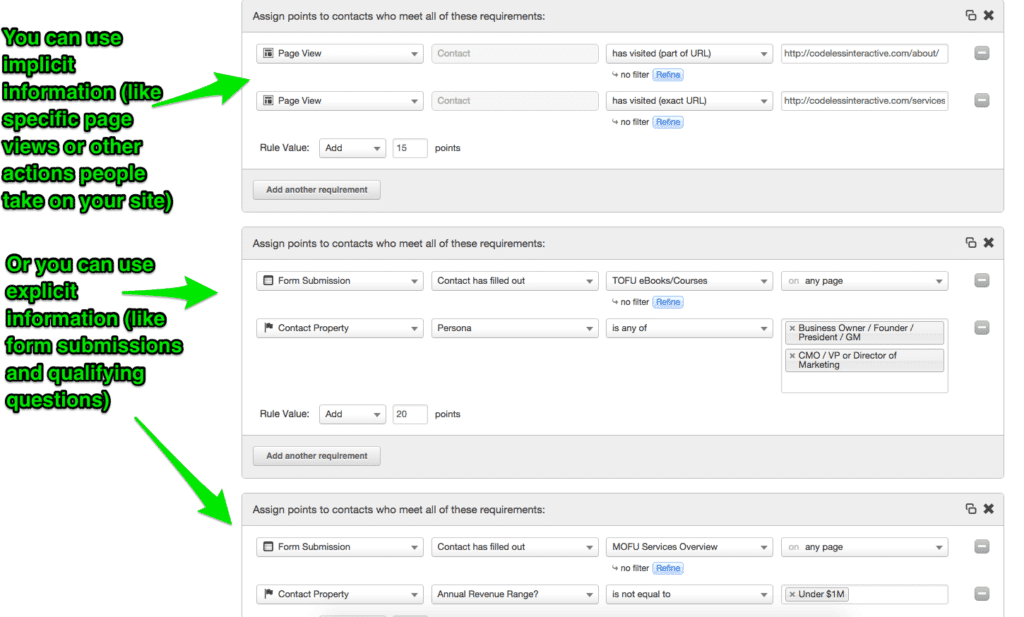 Filtros de automatización de marketing