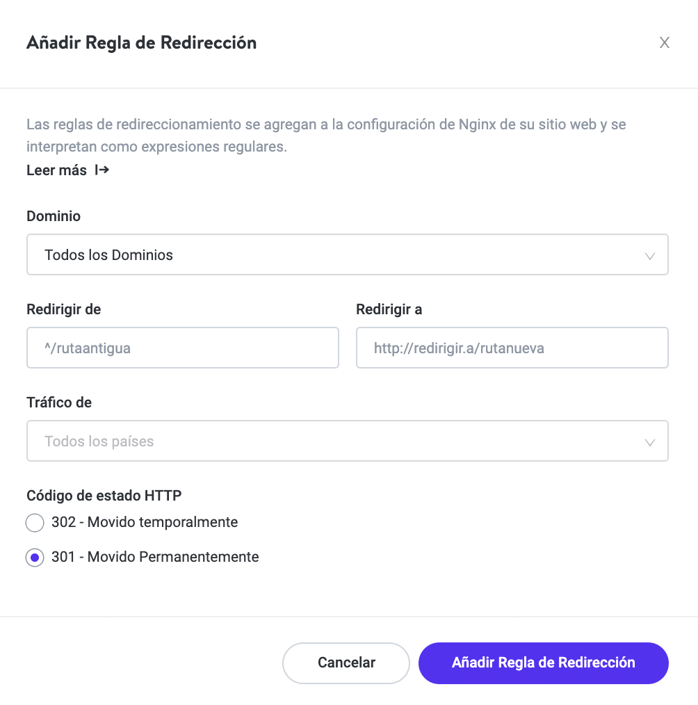 La herramienta de redireccionamiento de Kinsta