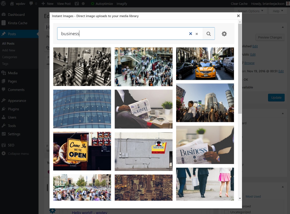 Search stock photos in WordPress Rechercher des photos de stock dans WordPress