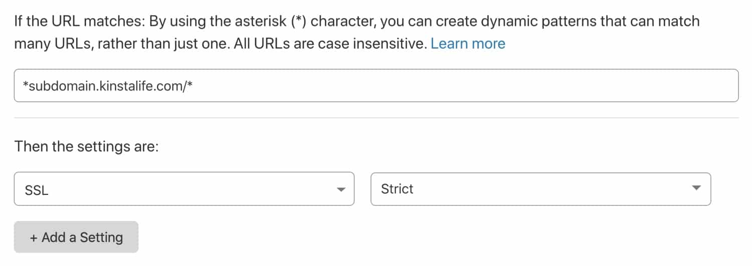 Activer le SSL Full (Strict) pour un sous-domaine avec une règle de page Cloudflare.