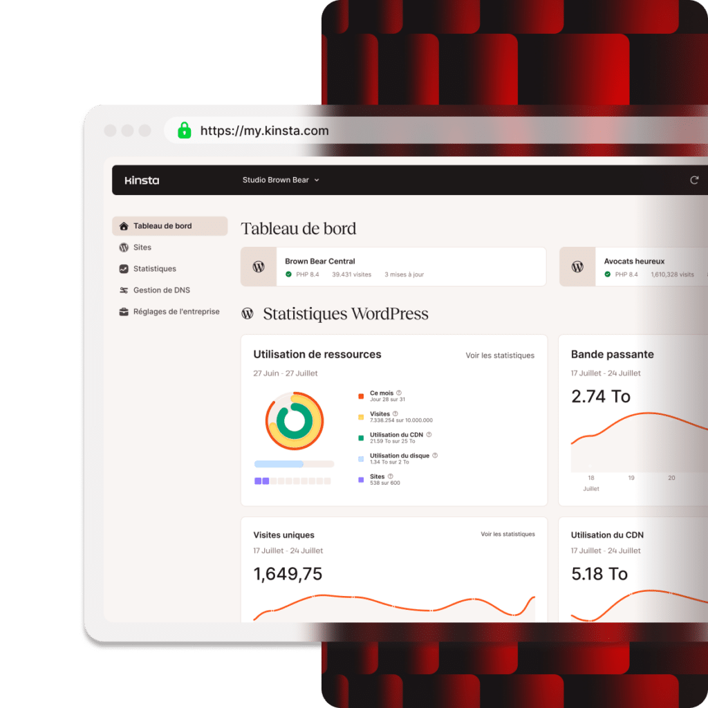 mykinsta tableau de bord