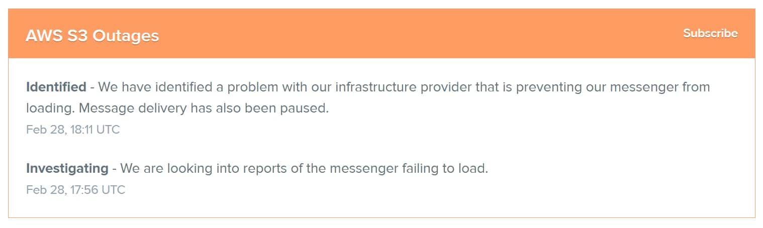 Interruzioni AWS S3