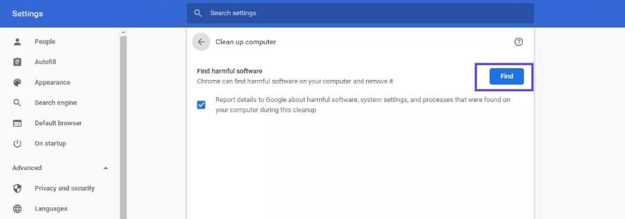 Lo strumento di pulizia di Google Chrome