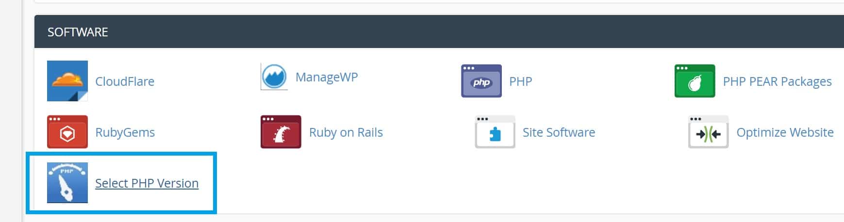 Selecteer PHP-versie in cPanel
