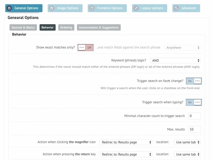 Ajax Search plugin: zoekgedrag