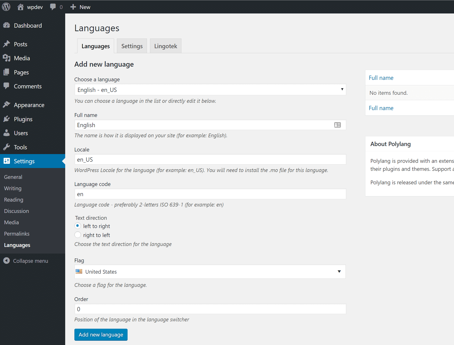 Add English language Adicionando o idioma inglês