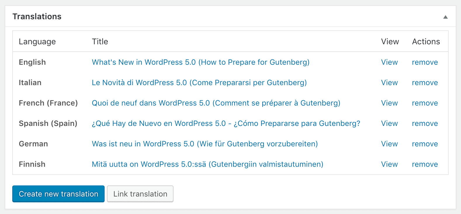 Vinculando traduções no WordPress