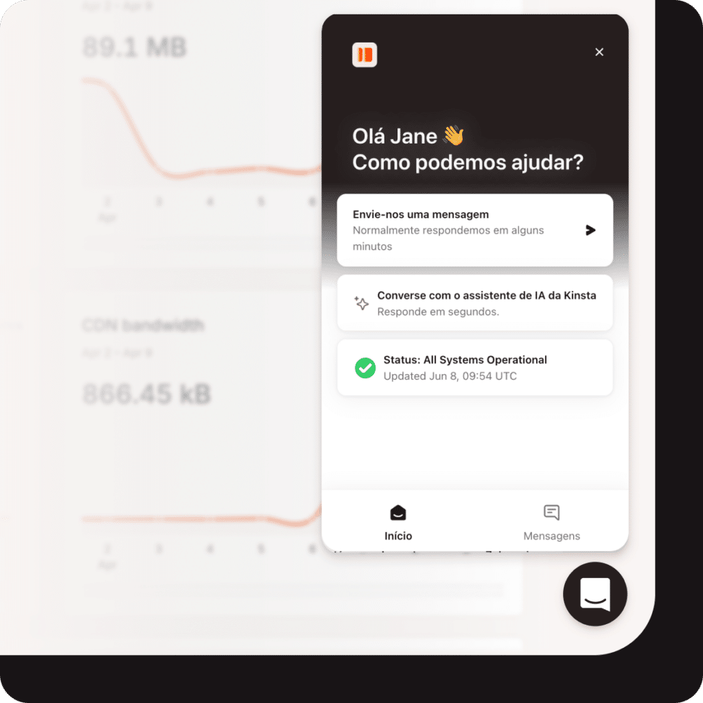Suporte integrado diretamente no MyKinsta