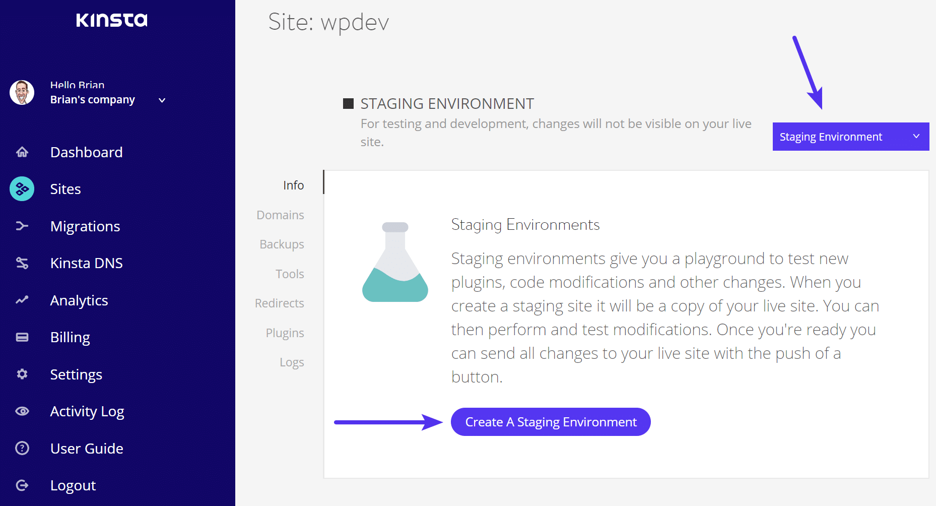 Staging environment