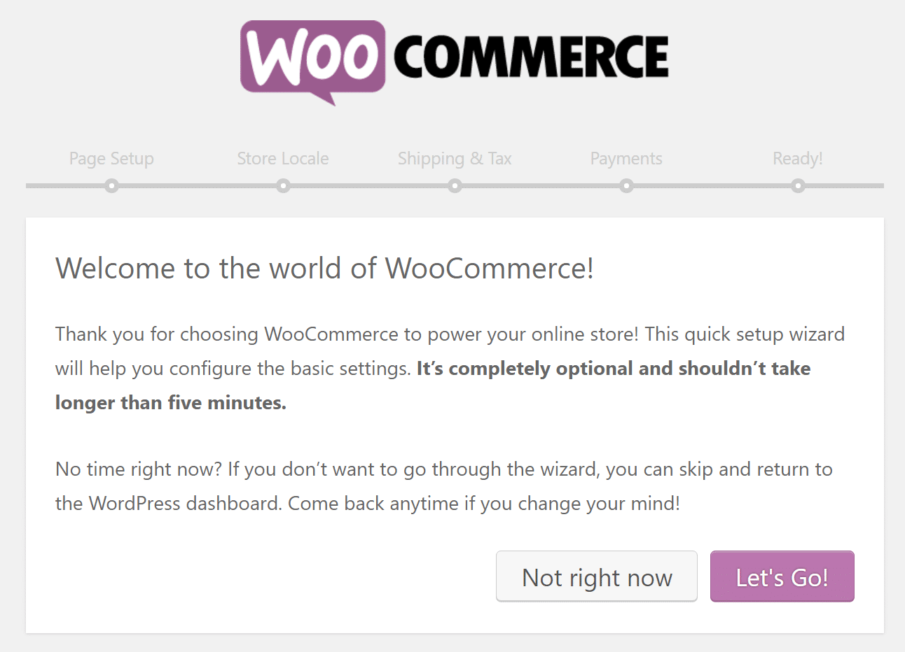 The WooCommerce setup wizard