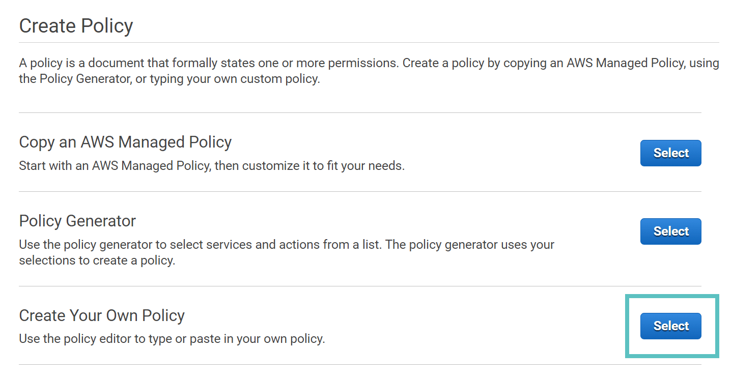 create policy aws
