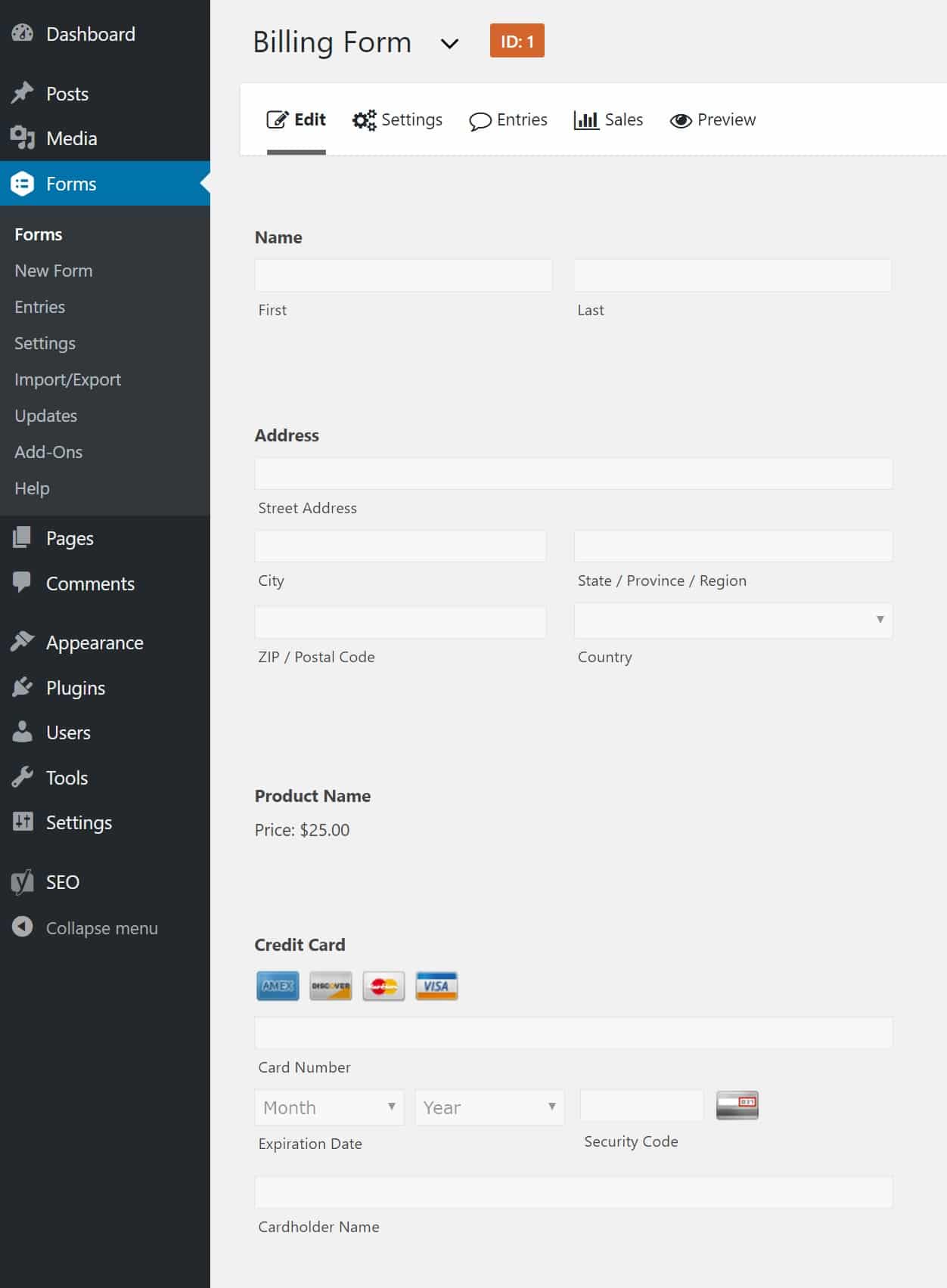 Billing Form gravity forms billing form