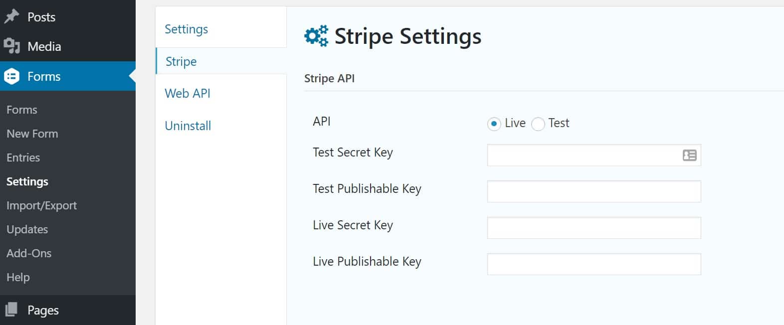 Gravity Forms Stripe settings gravity forms stripe settings