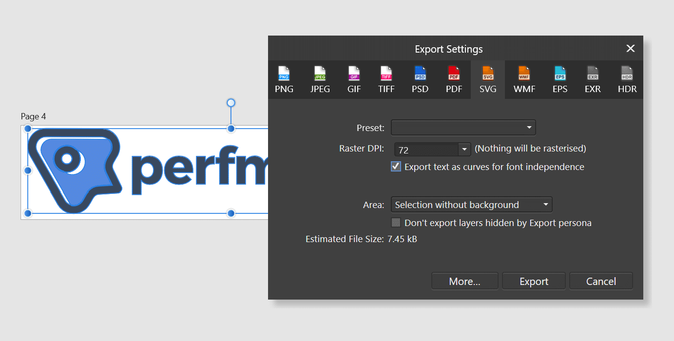 export text as curves