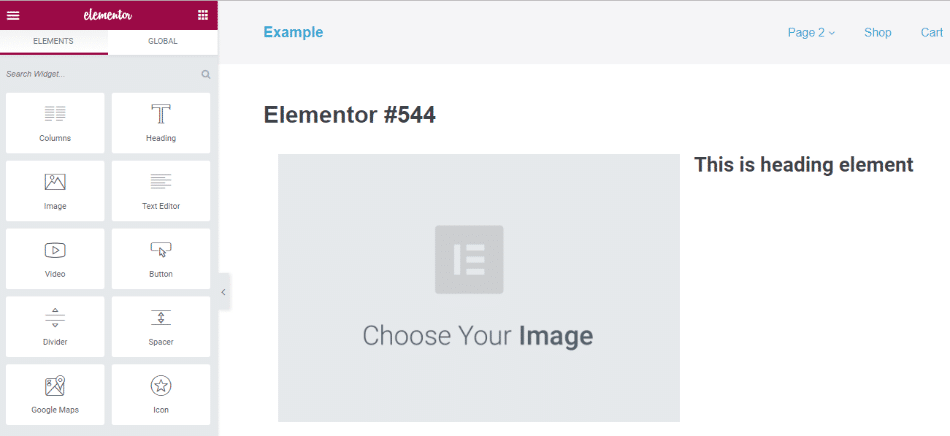WordPressページビルダーの例(Elementor)