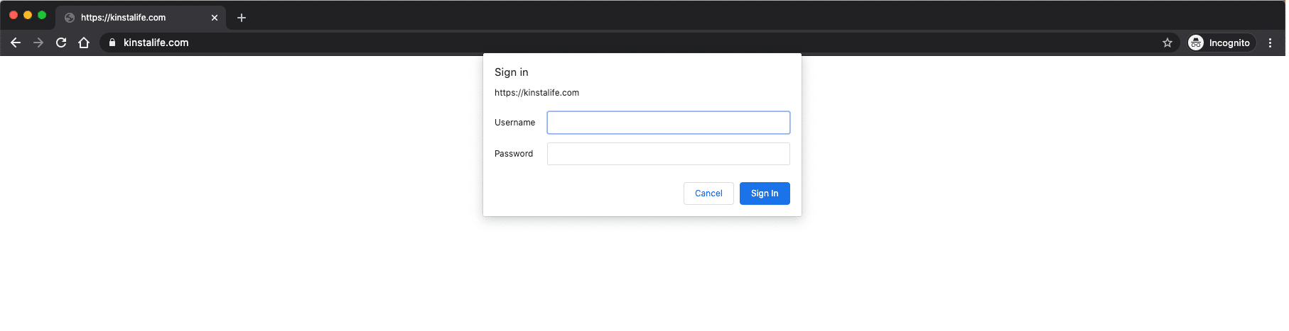 .htpasswd prompt di autenticazione.