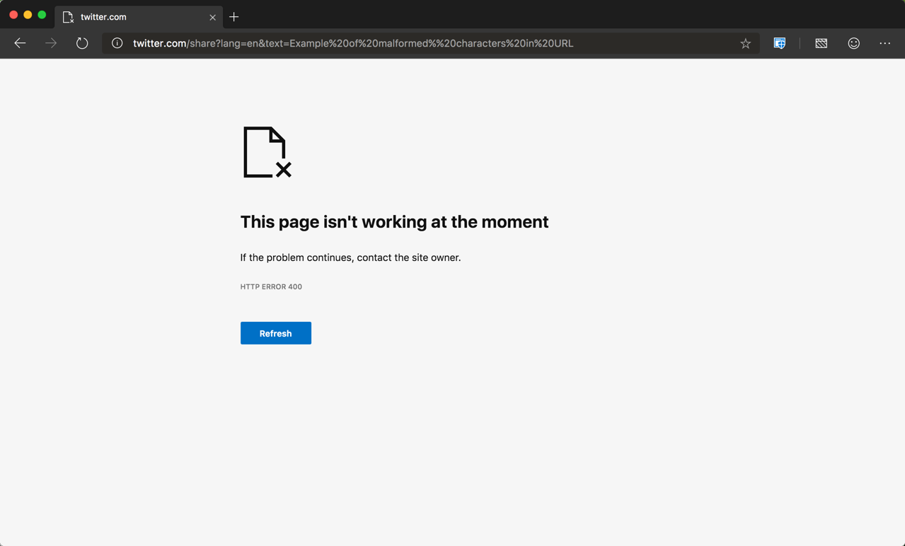 Errore 400 (richiesta non valida) in Microsoft Edge