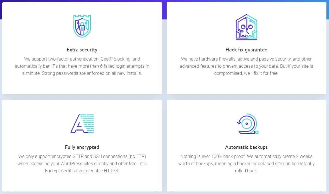 funzionalità di sicurezza dell'hosting