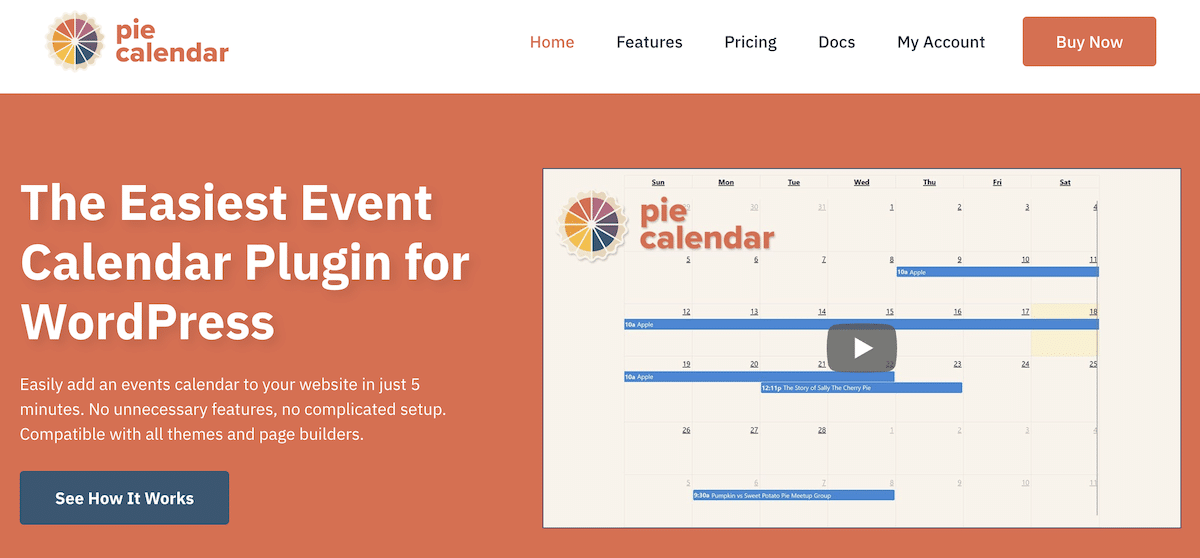 Website van Pie Calendar.