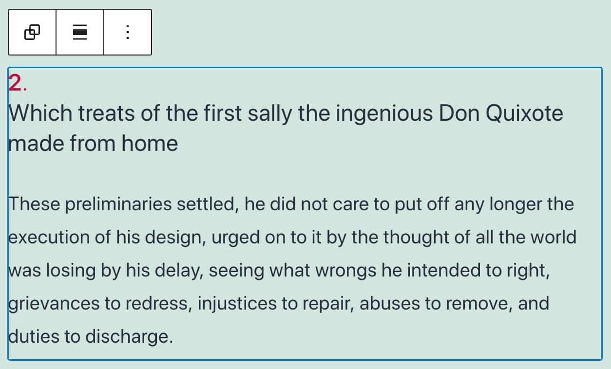 Modèle de titre et paragraphe dans WordPress 5.6