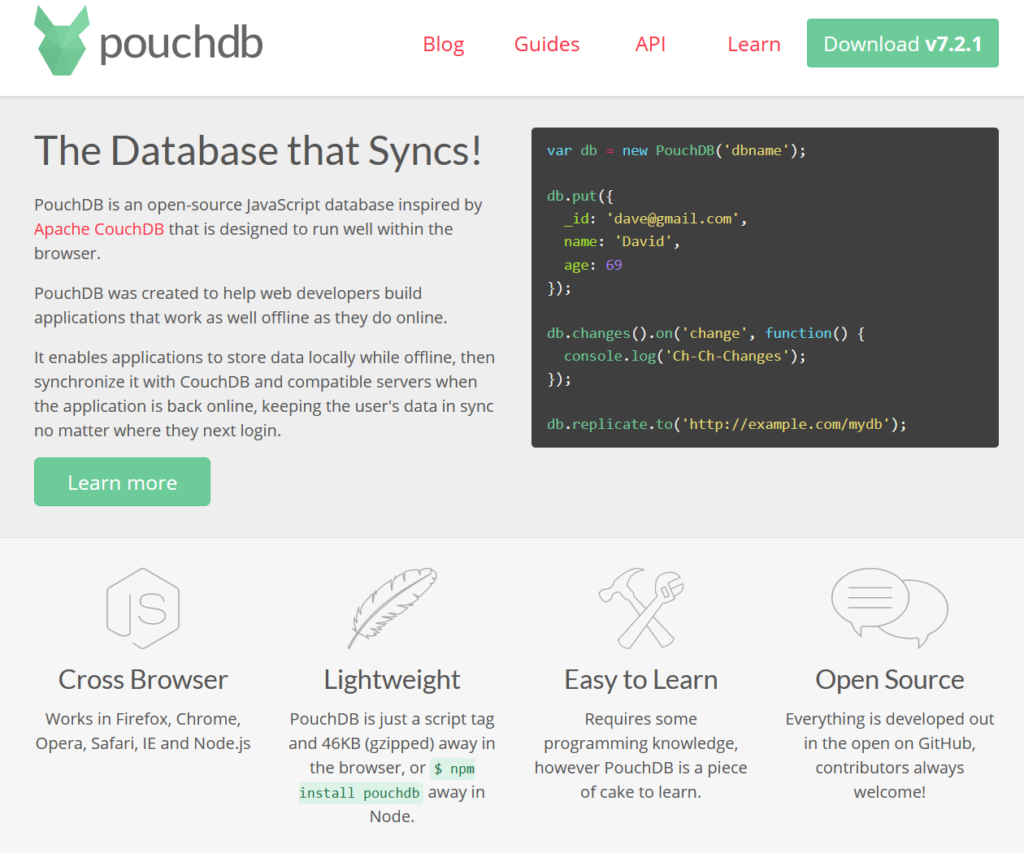 Base de données JavaScript open source PouchDB