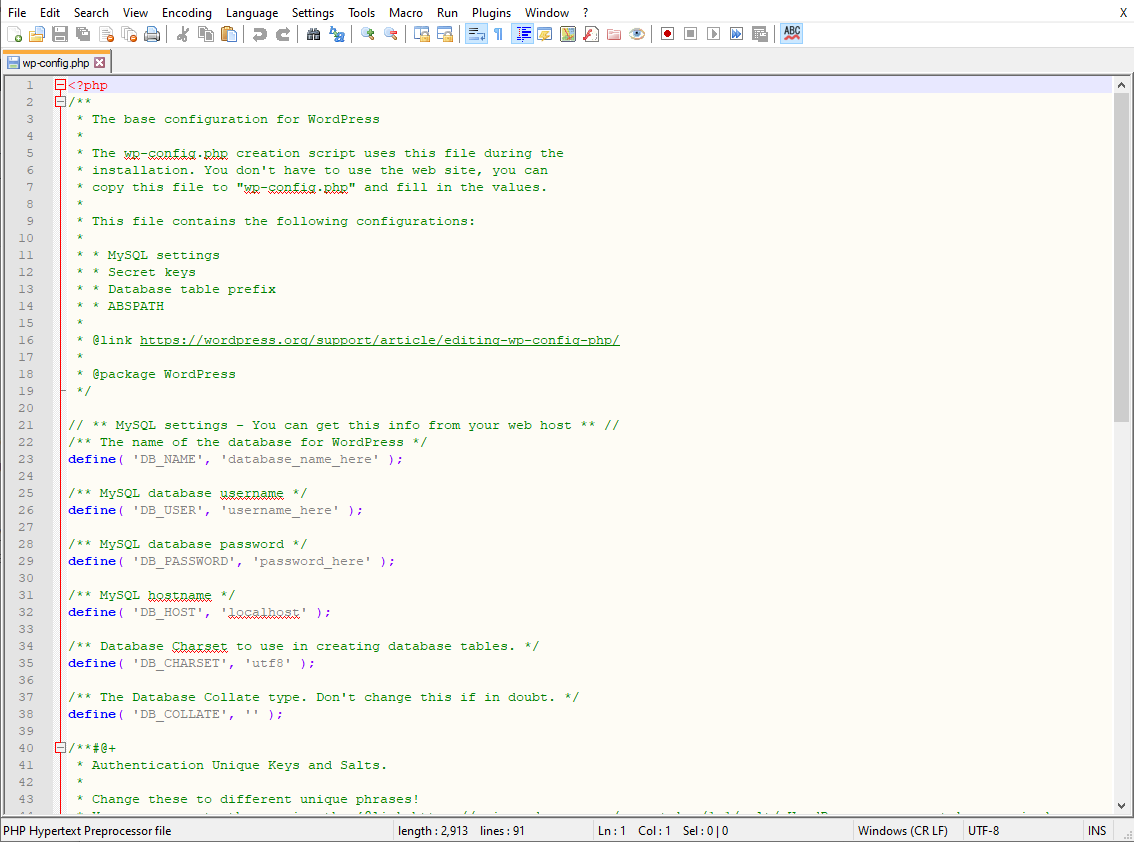 WordPressのwp-config.phpファイル