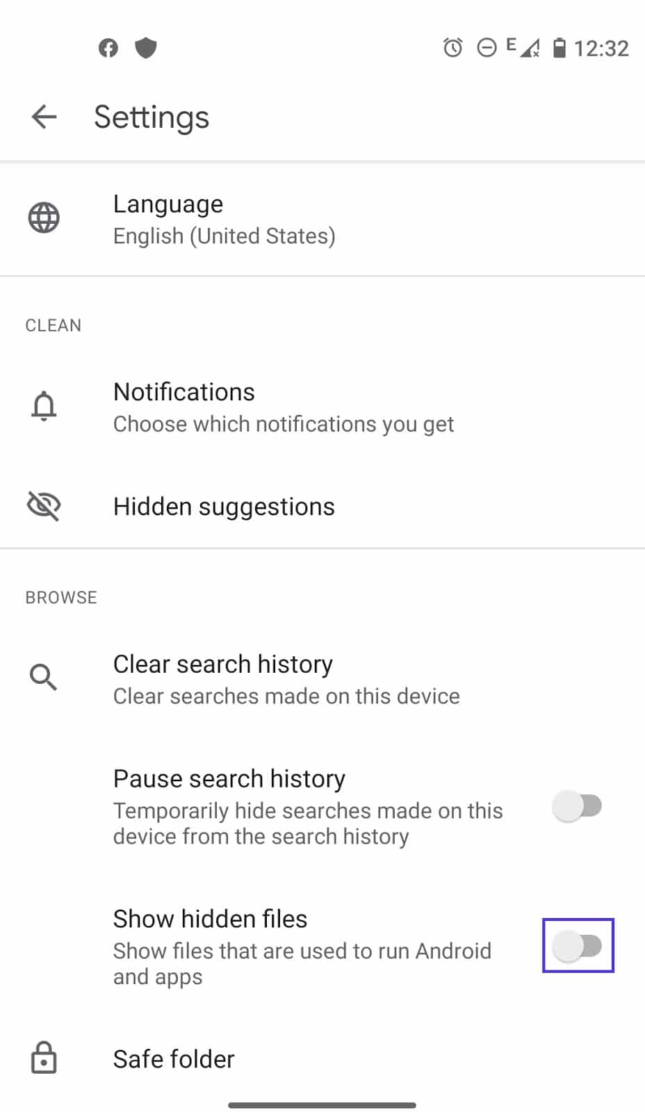 Arquivos Android com botão de alternância 