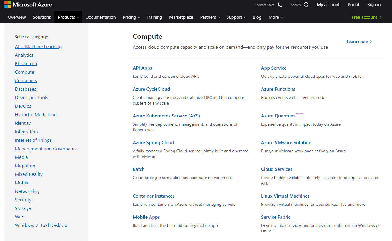 Servizi cloud Microsoft Azure