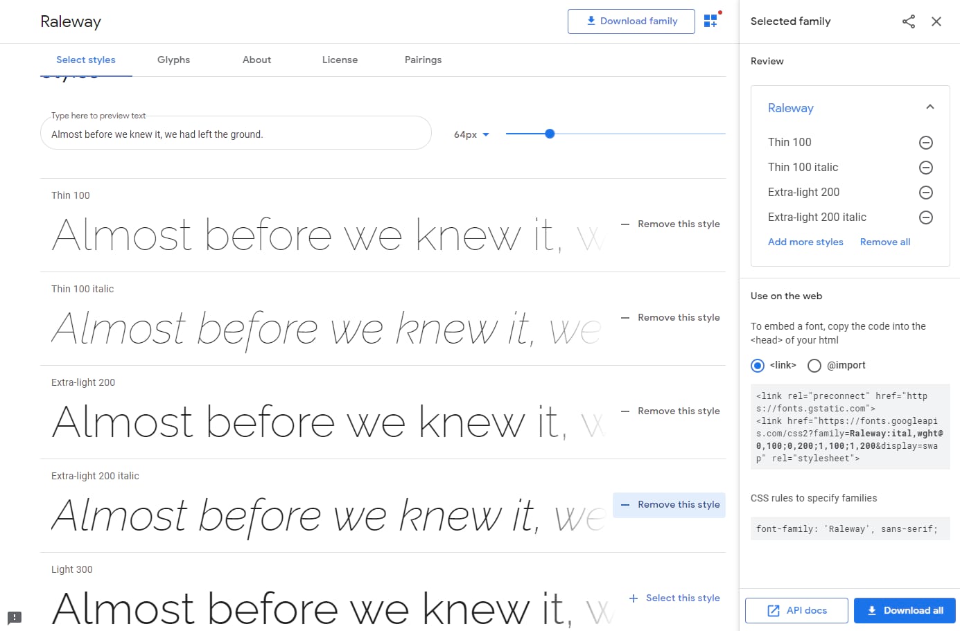 Googleフォントでのフォントの選択