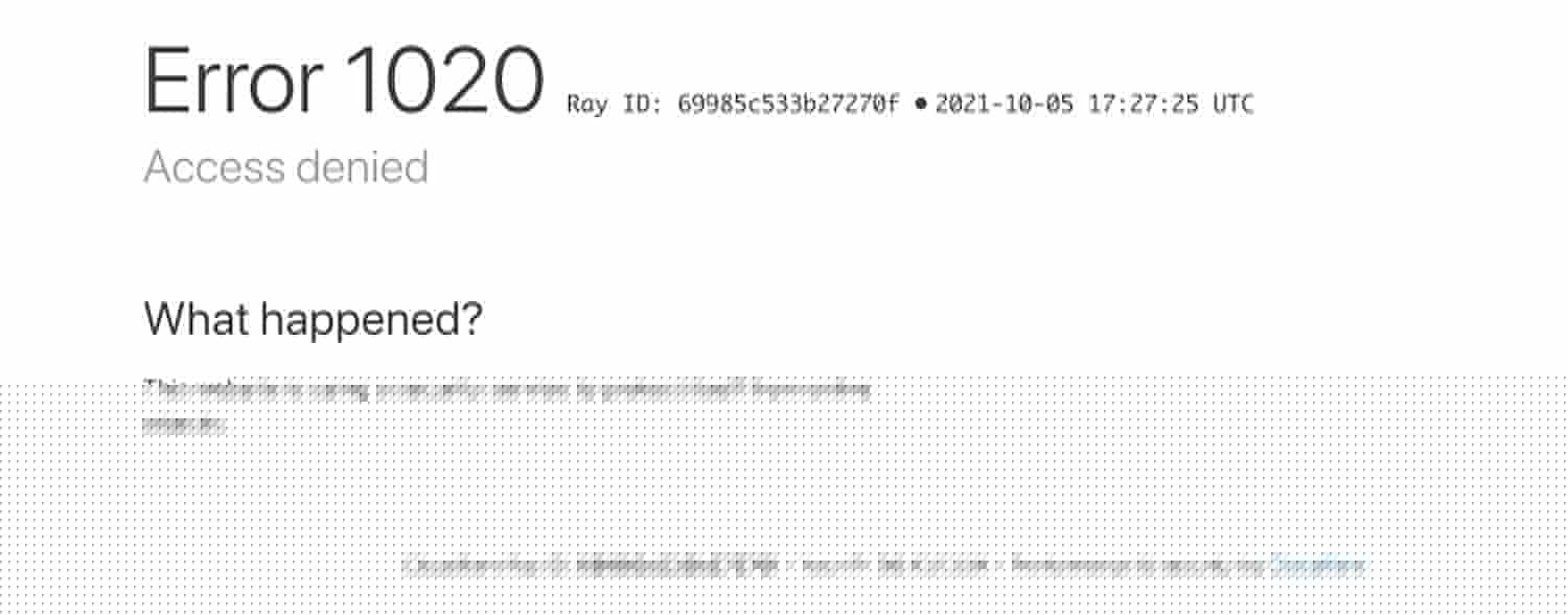 Erreur 1020 Cloudflare Accès refusé.